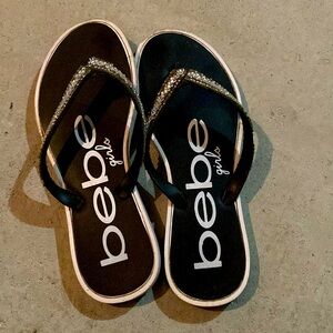 BEBE Girls slip on slippers with rhinestone